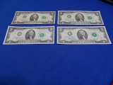 $2 BILLS 1976 GREEN SEAL (X4)