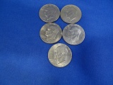 (2) 1971 & (3) 1776-1976 EISENHOWER SILVER DOLLARS (X5)