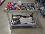 CART W/PIPE THREADER PARTS, SPOT DRILL BITS, HARDWARE & OTHER CNC PARTS