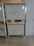 LYON 2 DOOR STORAGE CABINETS W/WORK TOP (X2)