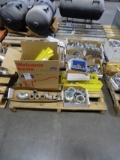 PALLET W/PIPE CLAMPS, COUPLINGS & MISC