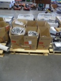 PALLET W/PIPE CLAMPS, STRAPS, CONDUIT FITTINGS & MISC
