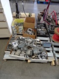 PALLET W/ELECTRICAL BOXES W/METAL STUD BRACKETS, LIGHT SWITCHES & MISC