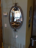 OVAL METAL & CRYSTAL FRAMED MIRROR 21”X38”