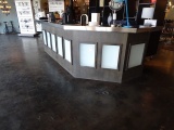 STEEL TOP SERVICE COUNTER 15’ LONG 5’5” WIDE 46” TALL NO CONTENTS