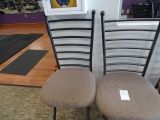 UPHOLSTERED IRON DINING ROOM CHAIRS (X6)