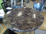 PUB HEIGHT TABLE & 2 UPHOLSTERED BARSTOOLS X1