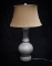 Lamp - light grey with round burlap shade