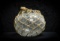 Decorative glass vase with netted rope handle