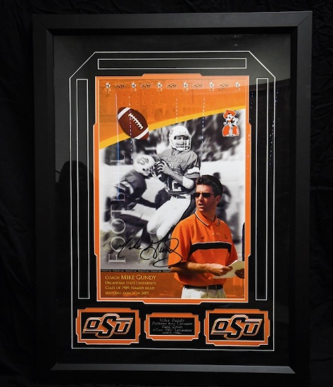Mike Gundy autographed & framed OSU Head Coach and former player