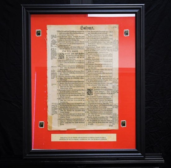From 1592 German Bible - original leaf printed in Wittenberg, Germany