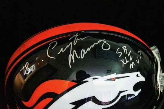 Denver Broncos Helmet autographed by Peyton Manning Superbowl MVP