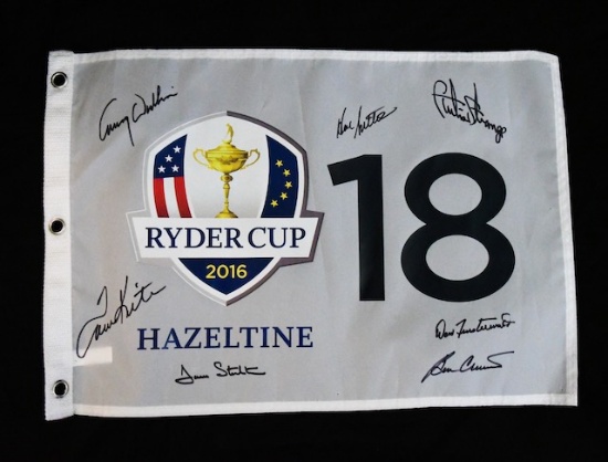 Golf Flag #18 Hole from 2016 Ryder Cup autographed