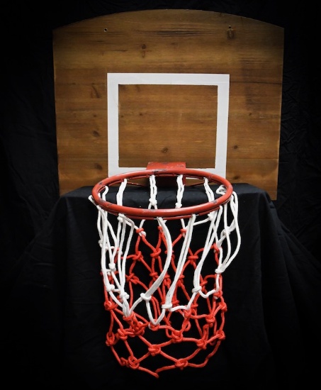 Indoor basketball goal with rim and net