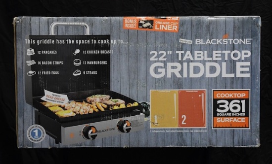 Tabletop griddle with hood - 22" with 2 independent cooking zones