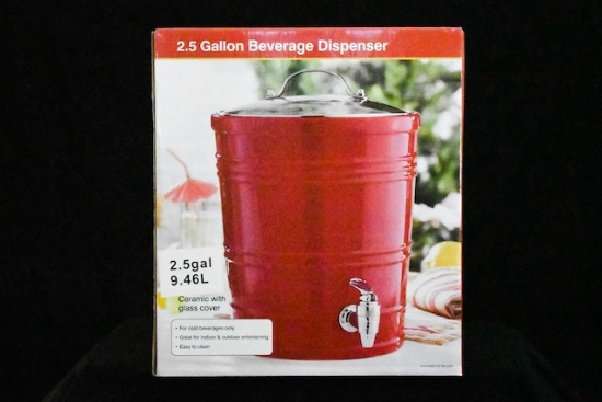 Red ceramic drink dispenser 2.5 gallons