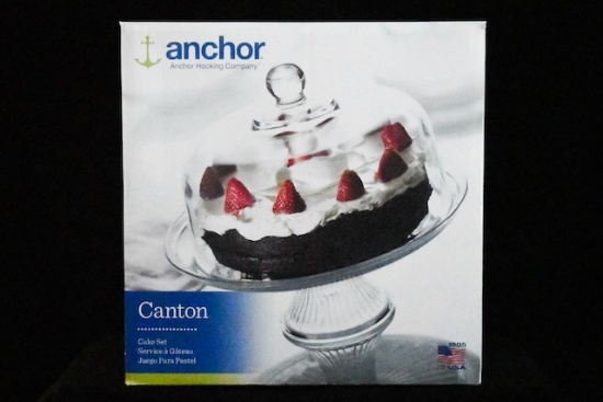 Cake Stand - glass pedestal plate & dome