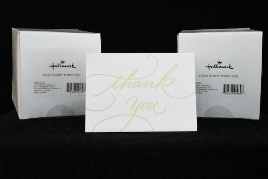 Hallmark "Thank You" cards & cnvelopes, 2 boxes, 100 each box