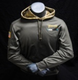 Philadelphia Eagles Nike Dri-Fit sweatshirt, military camo hood, flag on sleeve, size XL