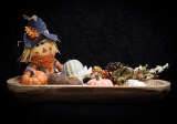 Farmhouse wooden tray with Fall décor