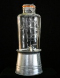 Glass Drink Container on tin stand, 2.5 gallons