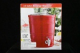 Red ceramic drink dispenser 2.5 gallons