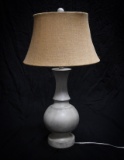 Lamp - light grey with round burlap shade