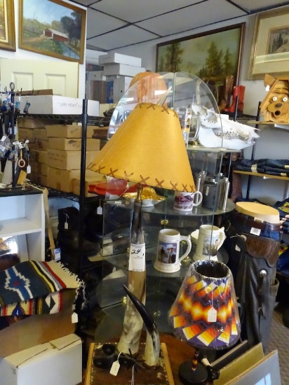 HORN LAMP, HORN TABLE & SOUTHWEST LAMP (X3)