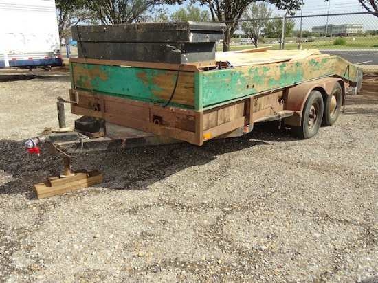 16' UTILITY TRAILER W/RAMPS TANDOM AXLE, BUMPER PULL & TOOL BOX