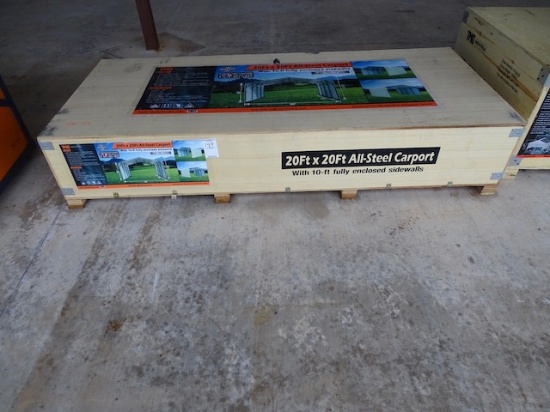 NEW TMG 20'X20' ALL STEEL CARPORT W/10' FULLY ENCLOSED SIDEWALLS MODEL:TMG-CP2020F