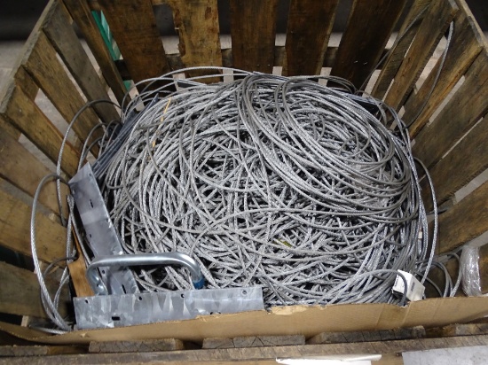 PALLET FULL OF STEEL CABLE & BRACKETS