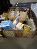 BASKET W/AC DELCO POWER STEERING PUMP, SHOCK, EXHAUST ADAPTERS, ALTERNATOR, AUTOMOTIVE PARTS & MISC.