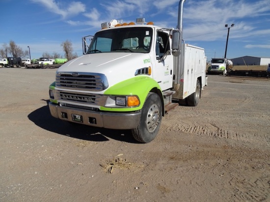 2006 STERLING SERVICE TRUCK W/SERVICE BED, SUMMIT TRUCK BODY, BUILT IN TOOL BOXES, AUTO CRANE,