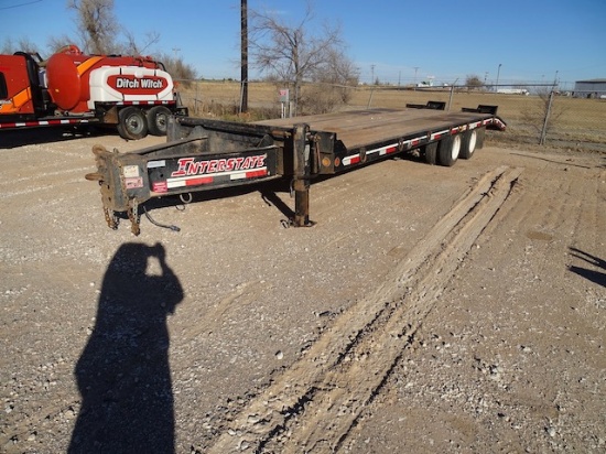INTERSTATE FLAT BED TRAILER, 20’ DECK, 6’ DOVE, 6’ FOLD DOWN RAMPS,