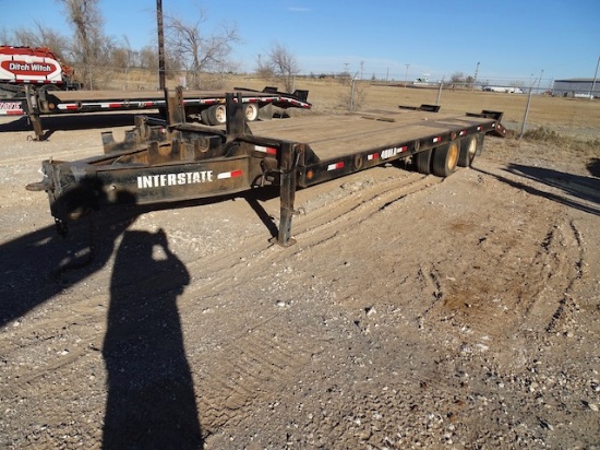 INTERSTATE FLAT BED TRAILER, 20’ DECK, 5’ DOVE, 5’ FOLD DOWN RAMPS,