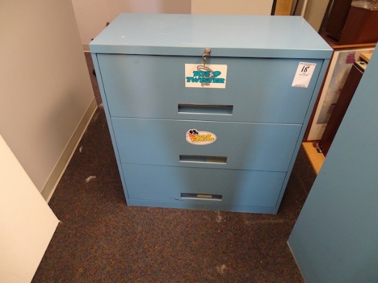 THREE DRAWER LATERAL FILE CABINET & CONTENTS 36”X40”X18”