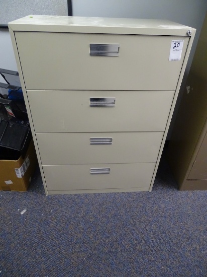FOUR DRAWER LATERAL FILE CABINET 36”X52”X18 LOCKED