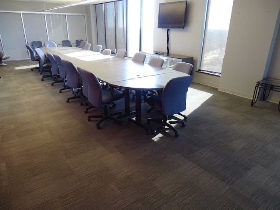 LARGE 8 PIECE CONFERENCE TABLE &  276”X60” X1