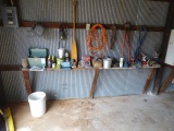 CONTENTS ON SHELF ON WEST WALL OF GARAGE NUMBER 1 INCLUDING BOLT CUTTERS,