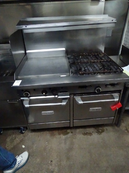 US RANGE 47” DOUBLE OVEN, FOUR BURNER STOVE & 24” GRILL