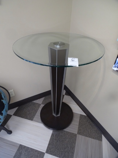 BAR HEIGHT GLASS TOP TABLE