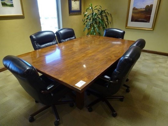 CONFERENCE TABLE W/8 LEATHER CHAIRS X1