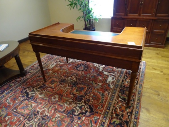 ANTIQUE DESK W/LEATHER INLAY