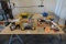 LARGE LOT OF BRASS & PUSH TO CONNECT FITTINGS W/PNEUMATIC CYLINDERS & COMPONENTS