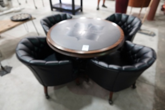 TABLE W/4 LEATHER CHAIRS