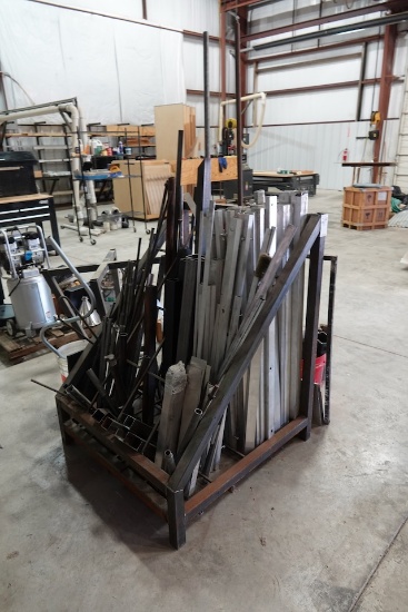 METAL RACK & CONTENTS INCLUDING ALL ALUMINUM & SQUARE METAL TUBING