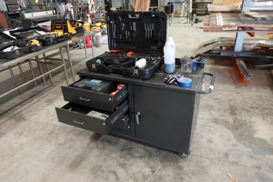 STEEL MAX D300 MAGNA DRILL & TAPPING ACCESSORIES COMPLETE W/METAL CART