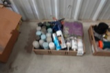 TOTE FULL OF SPRAY PAINT & CAULKING