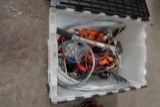 TOTE OF MISC STRAPS, COME-A-LONG & CABLES