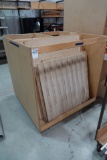 WOOD RACK W/CASTERS & CONTENTS